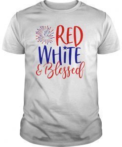 Womens Red White & Blessed Shirt 4th of July Cute Patriotic America T-Shirt