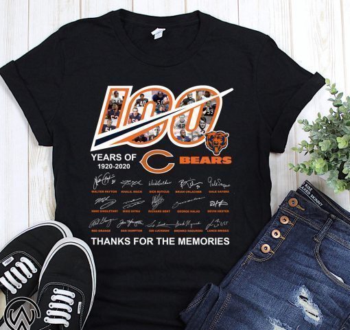 100 year of chicago bears 1920-2020 thanks for the memories signatures shirt