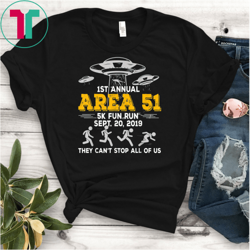 1st Annual Area 51 5k Fun Run Tee Shirt UFO Sept 20 2019