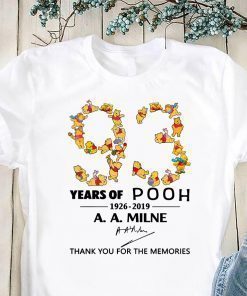 93 years of pooh 1926-2019 thank you for the memories signature shirt