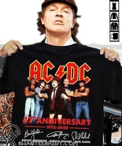 ACDC band 47 anniversary 1973-2020 signatures shirt