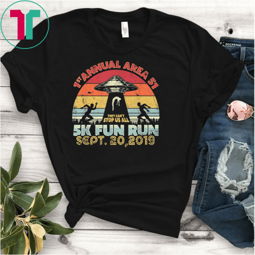 Area 51 5K Fun Run Shirt Retro Style Funny UFO Alien Tee Shirts