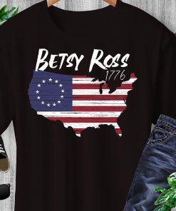 Betsy Ross 1776 Flag God Bless America Vintage T-shirt
