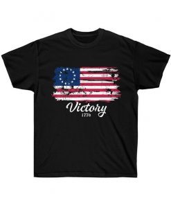 Betsy Ross 1776 Flag God Bless America Vintage Tee Shirt
