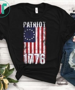 Betsy Ross Distressed American Flag - Vintage Patriotic T-Shirt