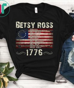 God Bless America Betsy Ross Flag 1776 Vintage Tee Shirt