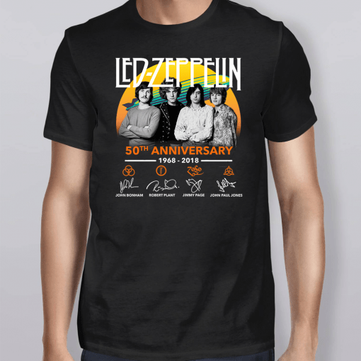 Led Zeppelin 50th Anniversary 1968 2018 Signatures T-Shirt