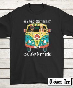 Rottweiler Dog Funny T-shirts Birthday Tee Hippie Style On A Dark Desert Highway Cool Wind In My Hair T-Shirt