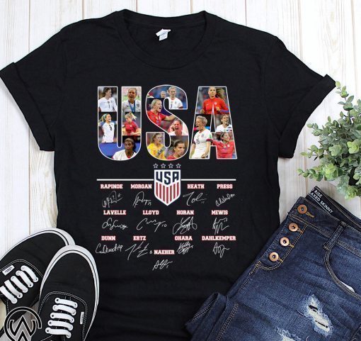 USA women’s soccer world cup championship signatures shirt
