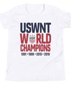 USWNT World Champions Youth Short Sleeve Shirt United States Women’s Soccer Cup 2019 Boys and Girls Fan Shirt WSWNT Kids Shirts