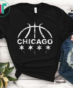 Vintage Basketball, Cool Gift T Shirt, Chicago Flag & Stars