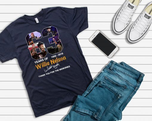 63 years of willie nelson 1986-2019 signature thank you for the memories shirt