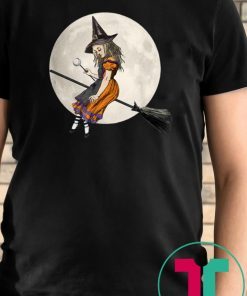 Alice In Wonderland Witch Flying on Broom Halloween Costume T-Shirt