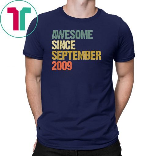 Awesome Since September 2009 10 Years Old 10th Birthday Gift T-Shirt