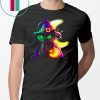 Black Cat Costume Witch Hat Moon Halloween T-Shirt