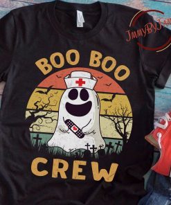 Boo Boo Nurse Crew Halloween Tee Shirt Funny Boo Ghost Retro Sunset Vintage T-shirt Nursing Nurses Tees Fall Halloween Gift For Men Women