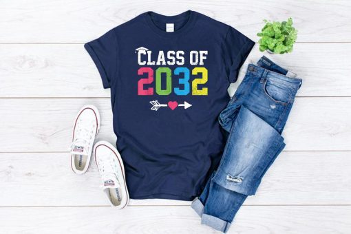 Class Of 2032 Grow With Me Graduation First Day Of School T-Shirt