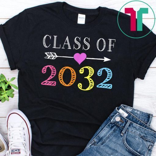 Class Of 2032 Grow With Me Kindergarten First Day Of School T-Shirt