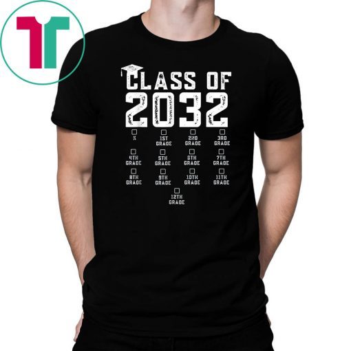 Class of 2032 Grow With Me Shirt With Space For Checkmarks T-Shirt