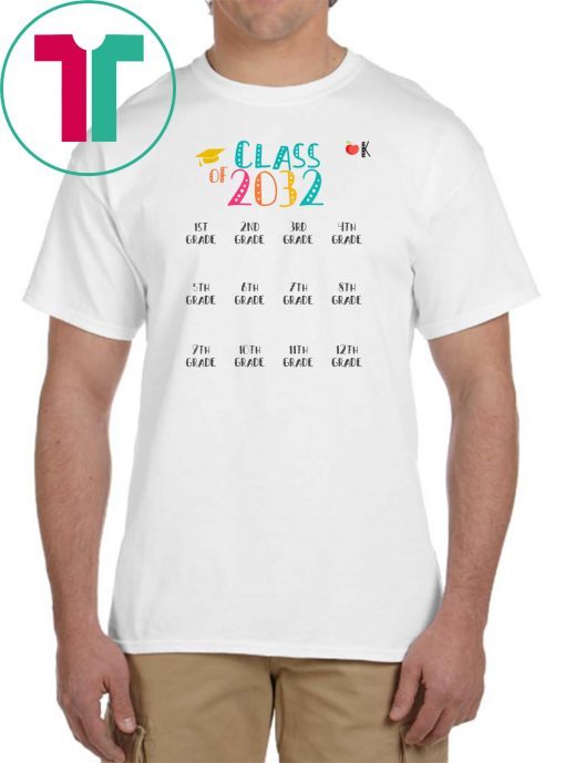 Class of 2032 Grow With Me Shirt With Space For Checkmarks T-Shirts