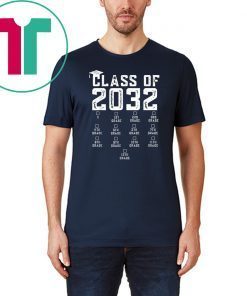 Class of 2032 Grow With Me Shirt With Space For Checkmarks T-Shirt