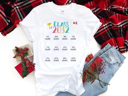 Class of 2032 Grow With Me Shirt With Space For Checkmarks T-Shirts