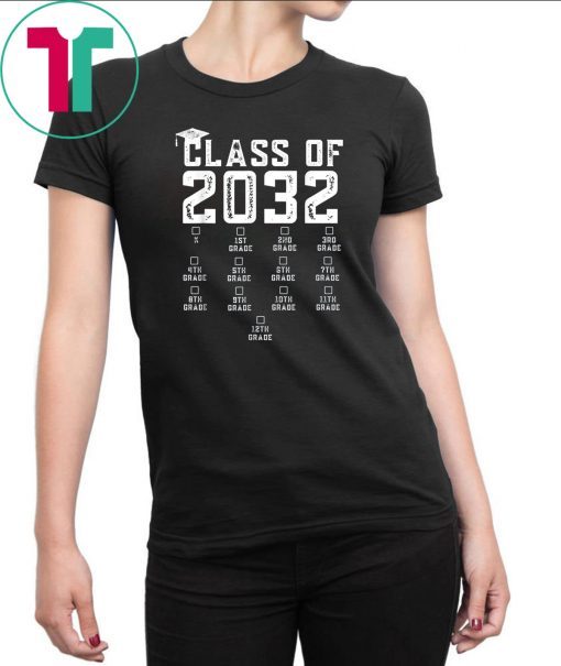 Class of 2032 Grow With Me Shirt With Space For Checkmarks T-Shirt