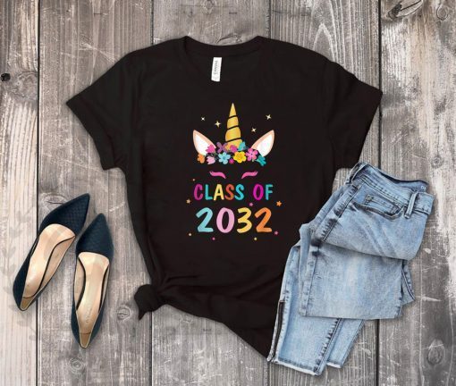 Kid Unicorn First Day Of School Class Of 2032 Grow With Me T-Shirt