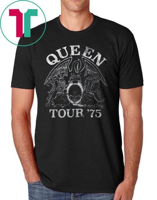 Queen Official Tour 75 Crest Logo T-Shirt