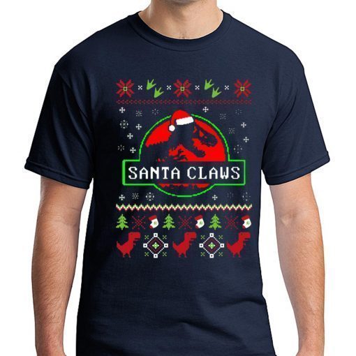 Santa Claws Jurassic Park Ugly Christmas T-Shirt