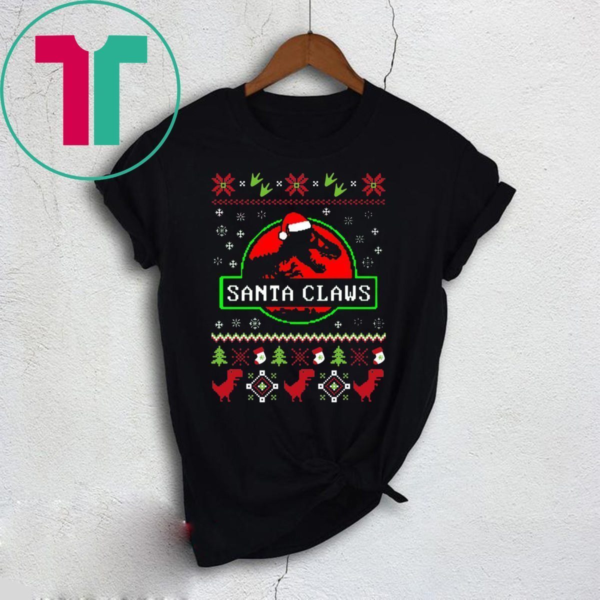 santa claws dinosaur shirt