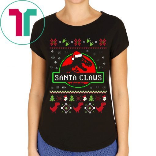 Santa Claws Jurassic Park Ugly Christmas T-Shirt