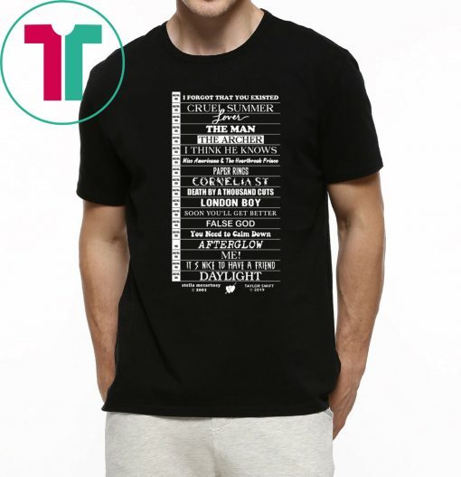 Stella Taylor Swift Black Tee With Tracklist Tee Shirt