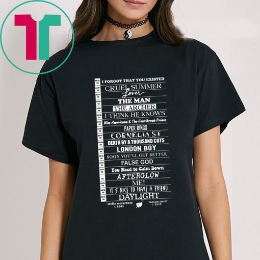 Stella Taylor Swift Black Tee With Tracklist Tee Shirt