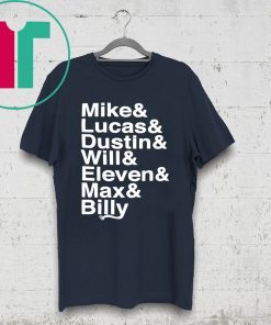 Stranger Things Name List T-Shirt for Mens Womens Kids