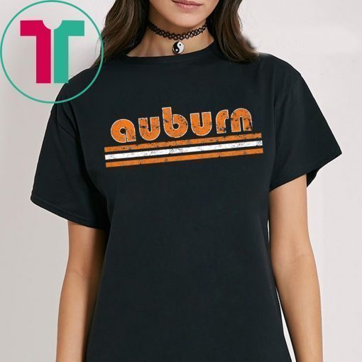 Auburn Football Three Stripe Weathered Retro Vintage Tee Shirt