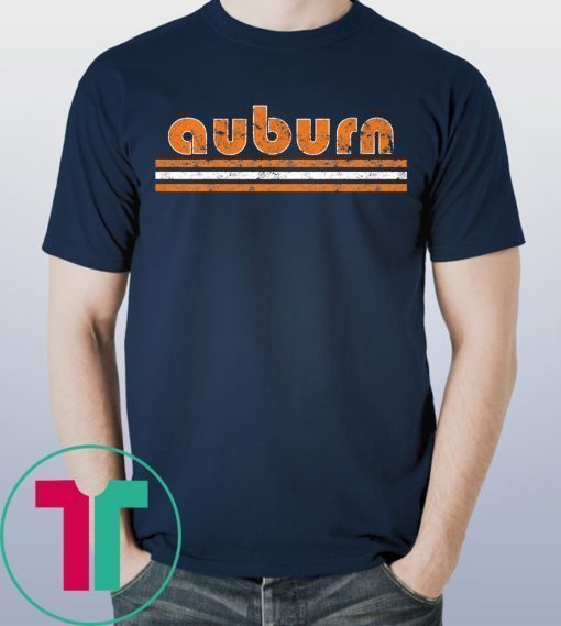 Auburn Football Three Stripe Weathered Retro Vintage Tee Shirt