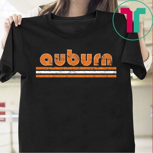 Auburn Football Three Stripe Weathered Retro Vintage Tee Shirt