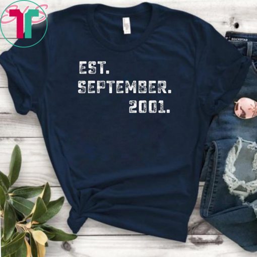 Vintage Est September 2001 Birthday Gift For 18 Yrs Old H1 T-Shirt
