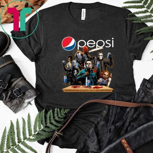 Horror Characters Drinking Pepsi Funny Halloween Gift T-Shirt