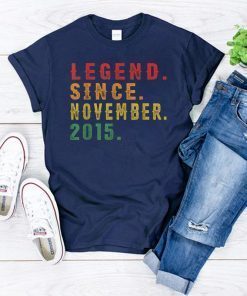 4th Birthday Gifts Vintage Retro Legend Since November 2015 T-Shirt