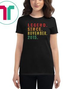 4th Birthday Gifts Vintage Retro Legend Since November 2015 T-Shirt