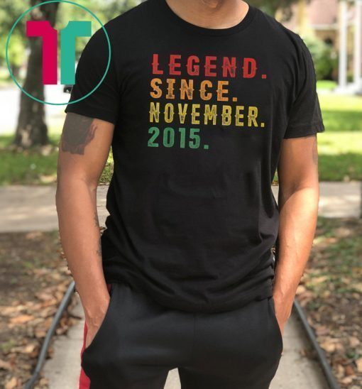 4th Birthday Gifts Vintage Retro Legend Since November 2015 T-Shirt