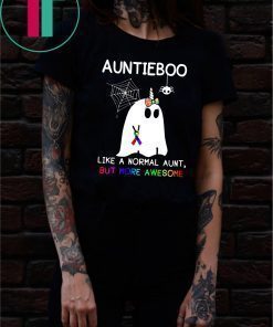 Auntieboo like a normal aunt but more awesome cancer ribbon shirt