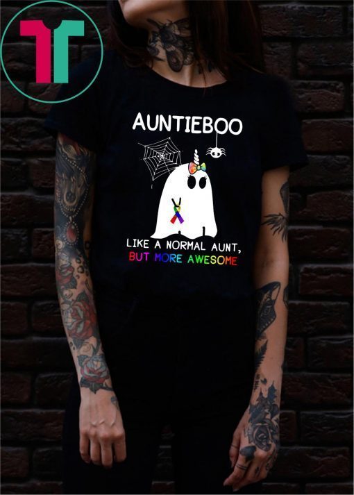 Auntieboo like a normal aunt but more awesome cancer ribbon shirt