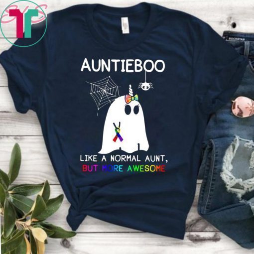 Auntieboo like a normal aunt but more awesome cancer ribbon shirt