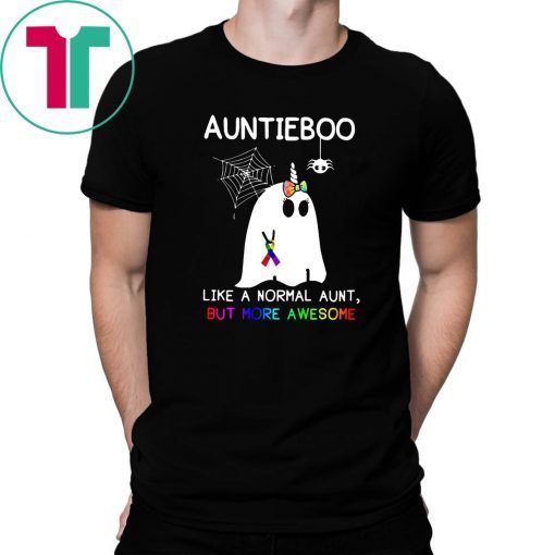 Auntieboo like a normal aunt but more awesome cancer ribbon shirt