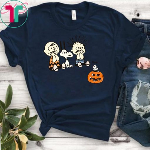 Boo Snoopy Charlie Brown And Linus Van Pelt Frightened Of Ghost Halloween Kids T-shirt