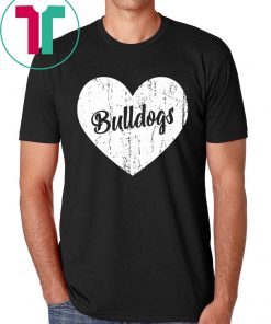 Bulldogs School Sports Fan Team Spirit Mascot Heart Shirt