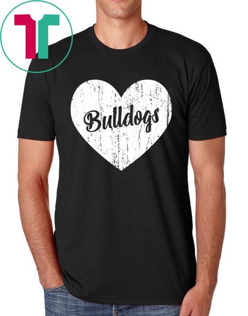 Bulldogs School Sports Fan Team Spirit Mascot Heart Shirt